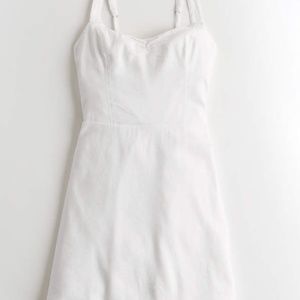 white, tie in back dress